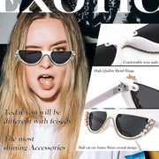 ÉÌƷͼƬ 2 | B0BKQFVBKQ | FEISEDY Women Crystal Cateye Sunglasses Half Frame Sparkling Trendy Retro Clout Goggles B2975