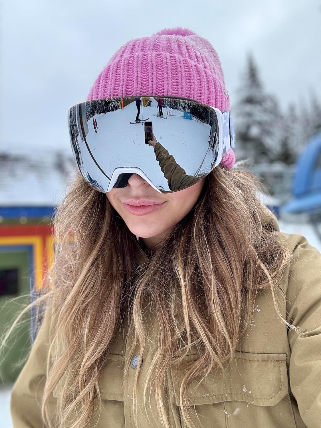 商品图片 5 | B0CD3JFB1C | FEISEDY Magnetic Ski Goggles for Men Women Youth Frameless Snow Goggles 100% UV Protection Snowboard Goggles B0020