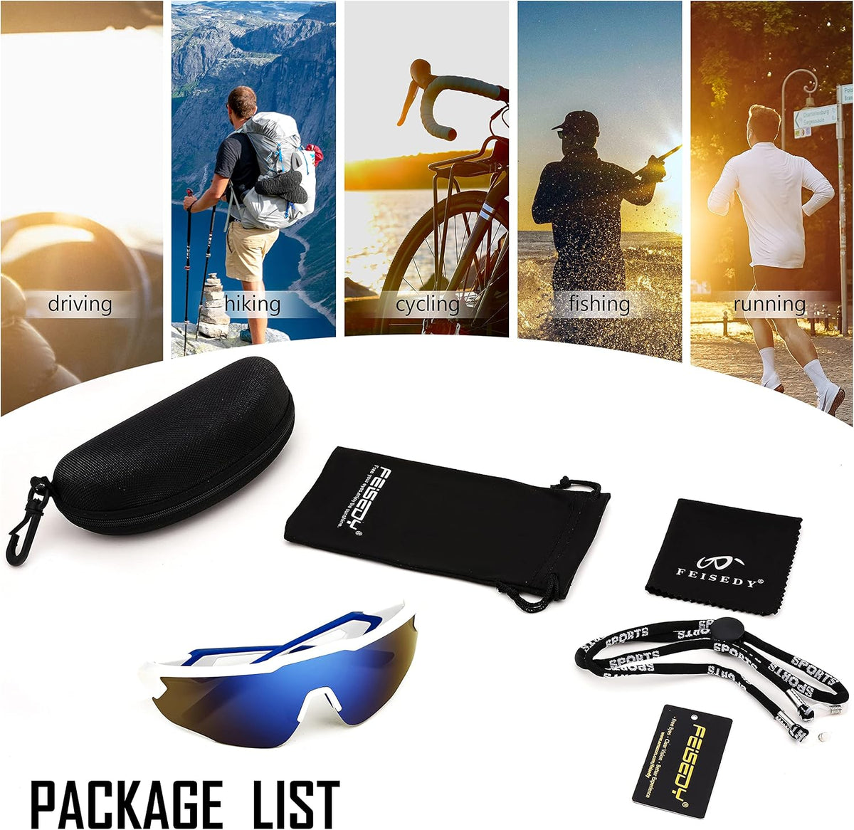 ÉÌƷͼƬ 35 | B0C3VXWRTK | FEISEDY Youth Sport Polarized Sunglasses for 8-16 Cycling Running Driving Baseball Goggles Glasses B0011