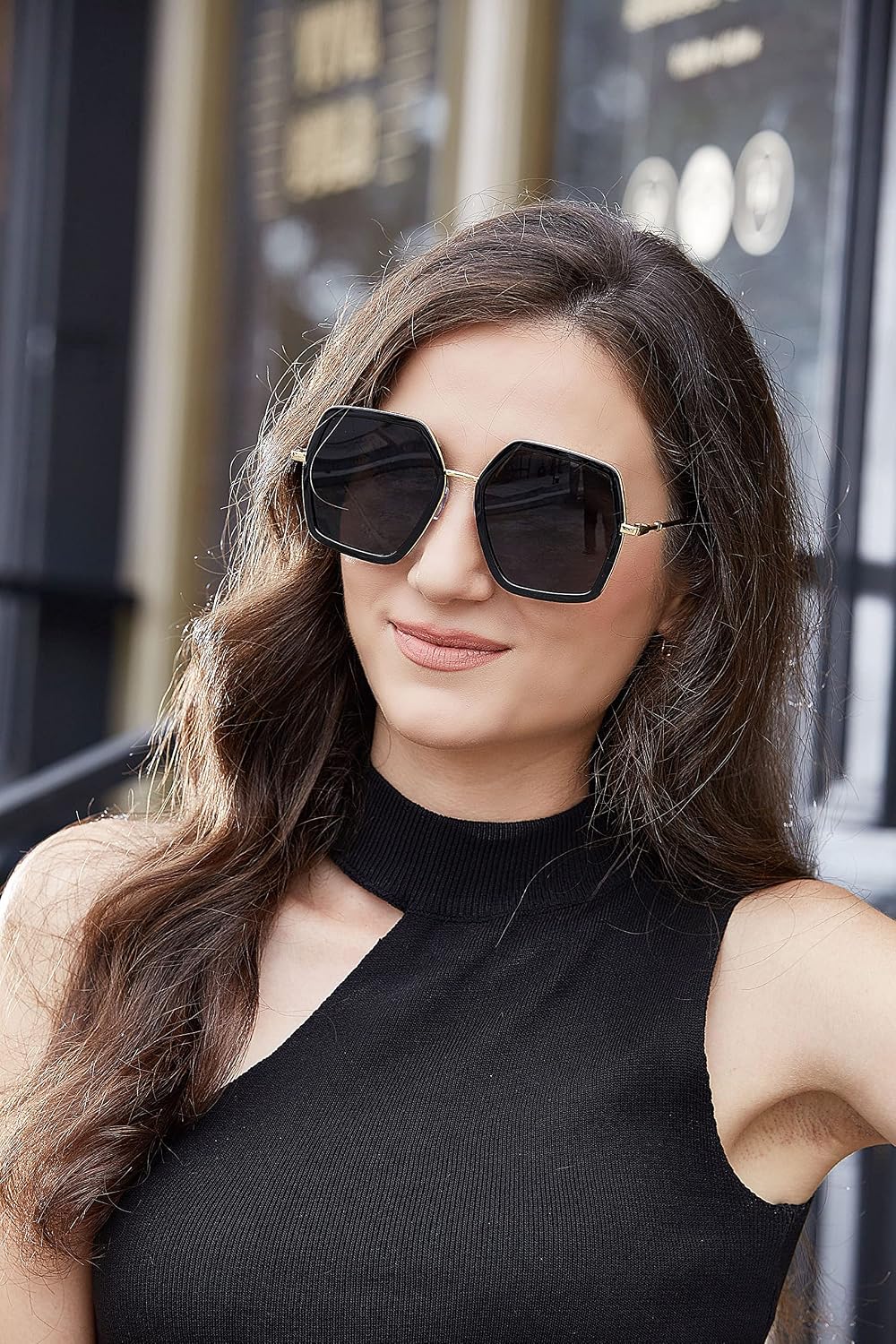 ÉÌƷͼƬ 9 | B08C7TTTDN | FEISEDY Women Large Hexagon Inspired Sunglasses Fashion Irregular Design Style Geometric B2503