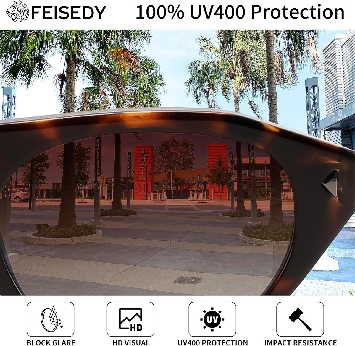 ÉÌƷͼƬ 19 | B0GSYML7HF | FEISEDY Retro Oval Cat Eye Sunglasses for Women Men B0411