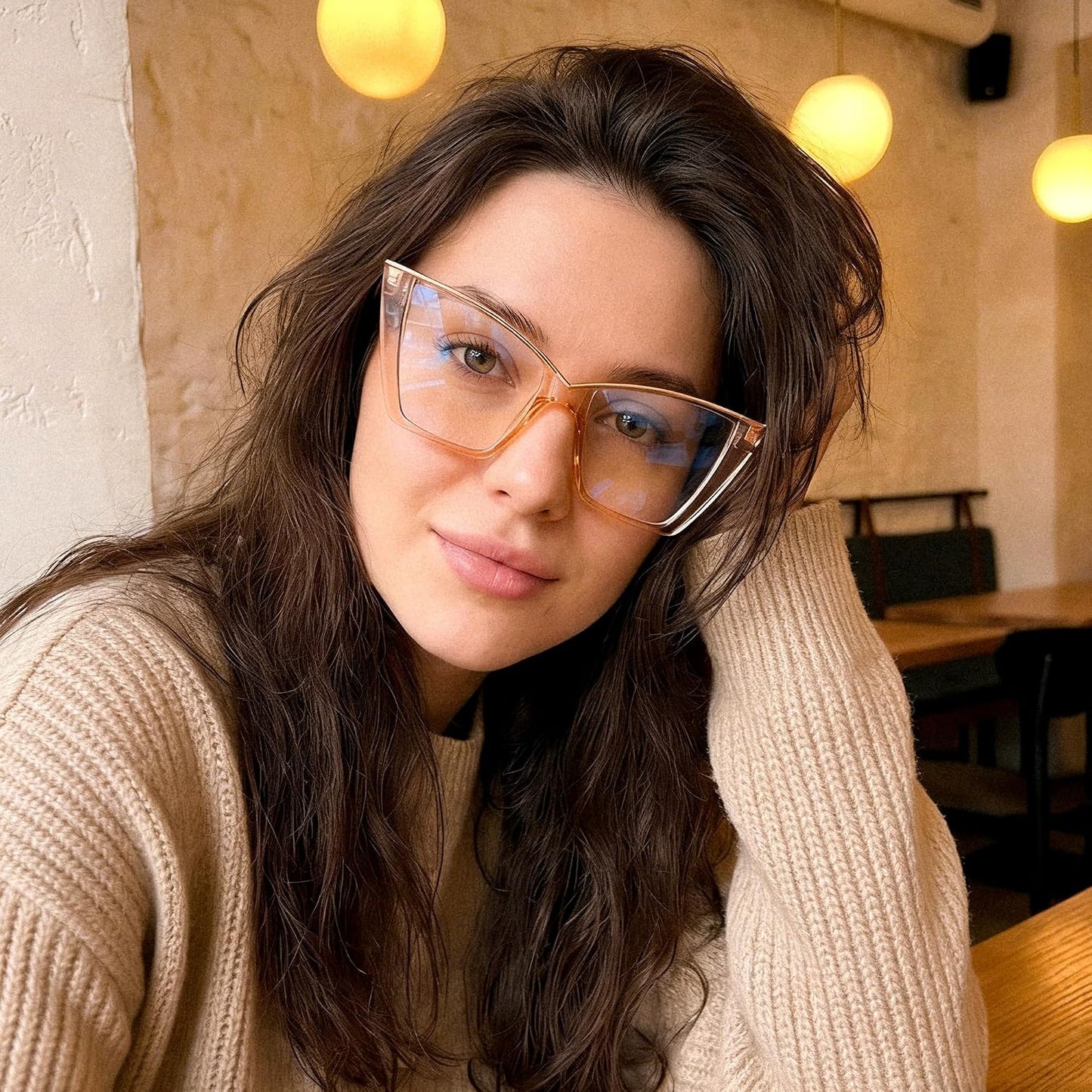 商品图片 12 | B0DGX4KTLX | FEISEDY Fashion Cat Eye Blue Light Blocking Glasses for Women Fake Retro Eyeglasses Oversized Stylish Eyewear Frame B0240