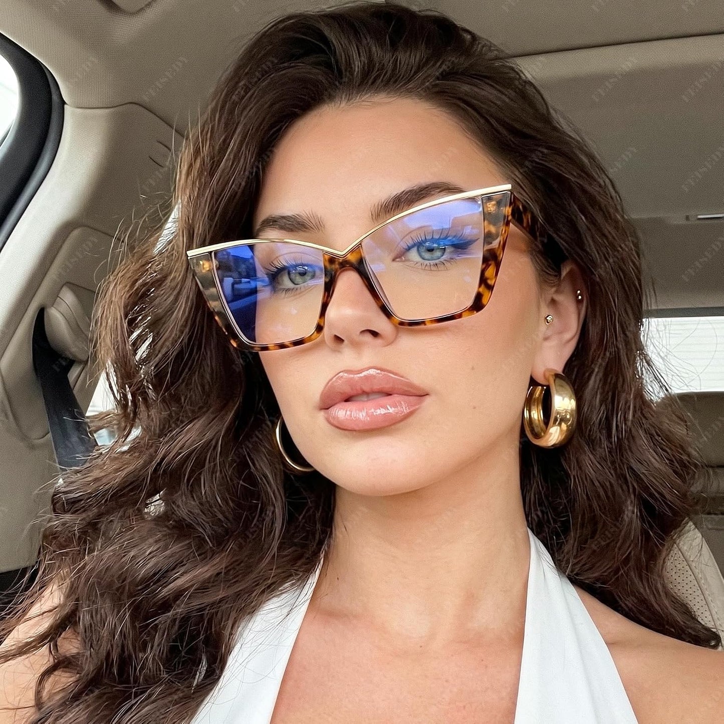 商品图片 26 | B0DGX4KTLX | FEISEDY Fashion Cat Eye Blue Light Blocking Glasses for Women Fake Retro Eyeglasses Oversized Stylish Eyewear Frame B0240