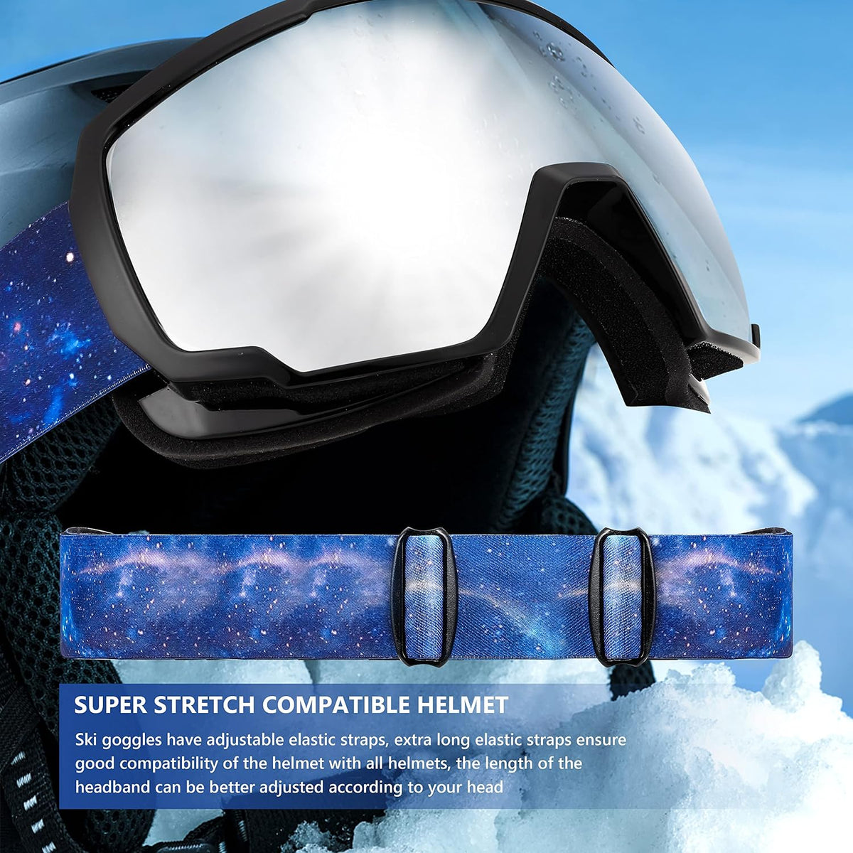 商品图片 82 | B0GHRB6WCQ | FEISEDY Ski Goggles, OTG Snow Sport Goggles for Adult Youth, Anti-Fog UV400 Protection Bendable Dual-Lenses B2961