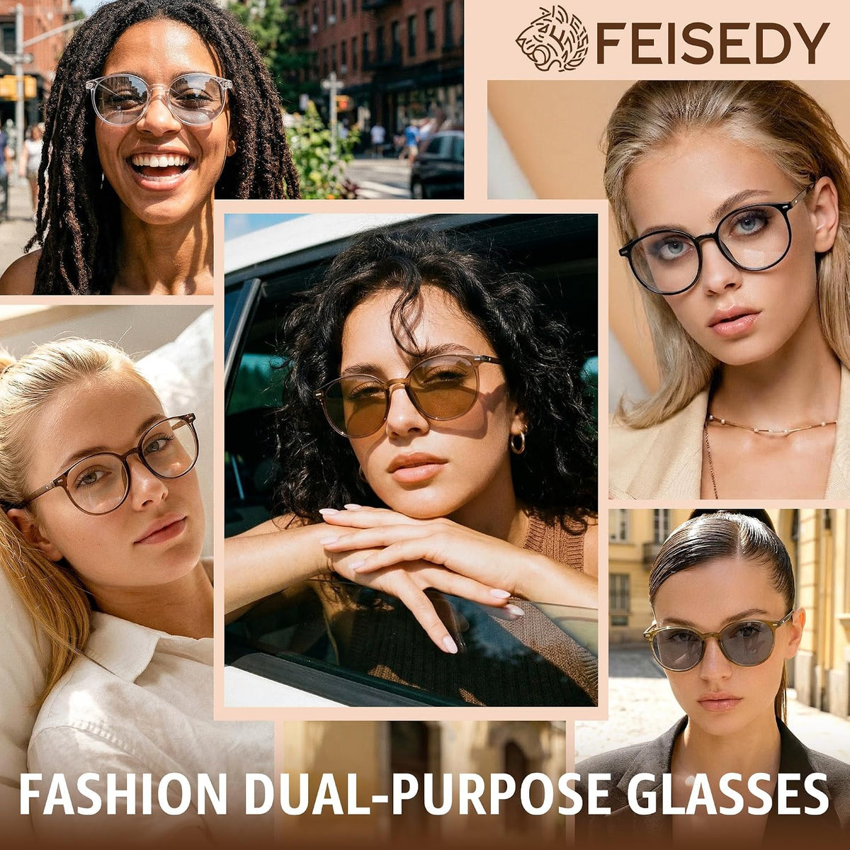 ÉÌƷͼƬ 3 | B0GT2R9GP7 | FEISEDY Photochromic Blue Light Blocking Glasses Fashion Women Men B1238