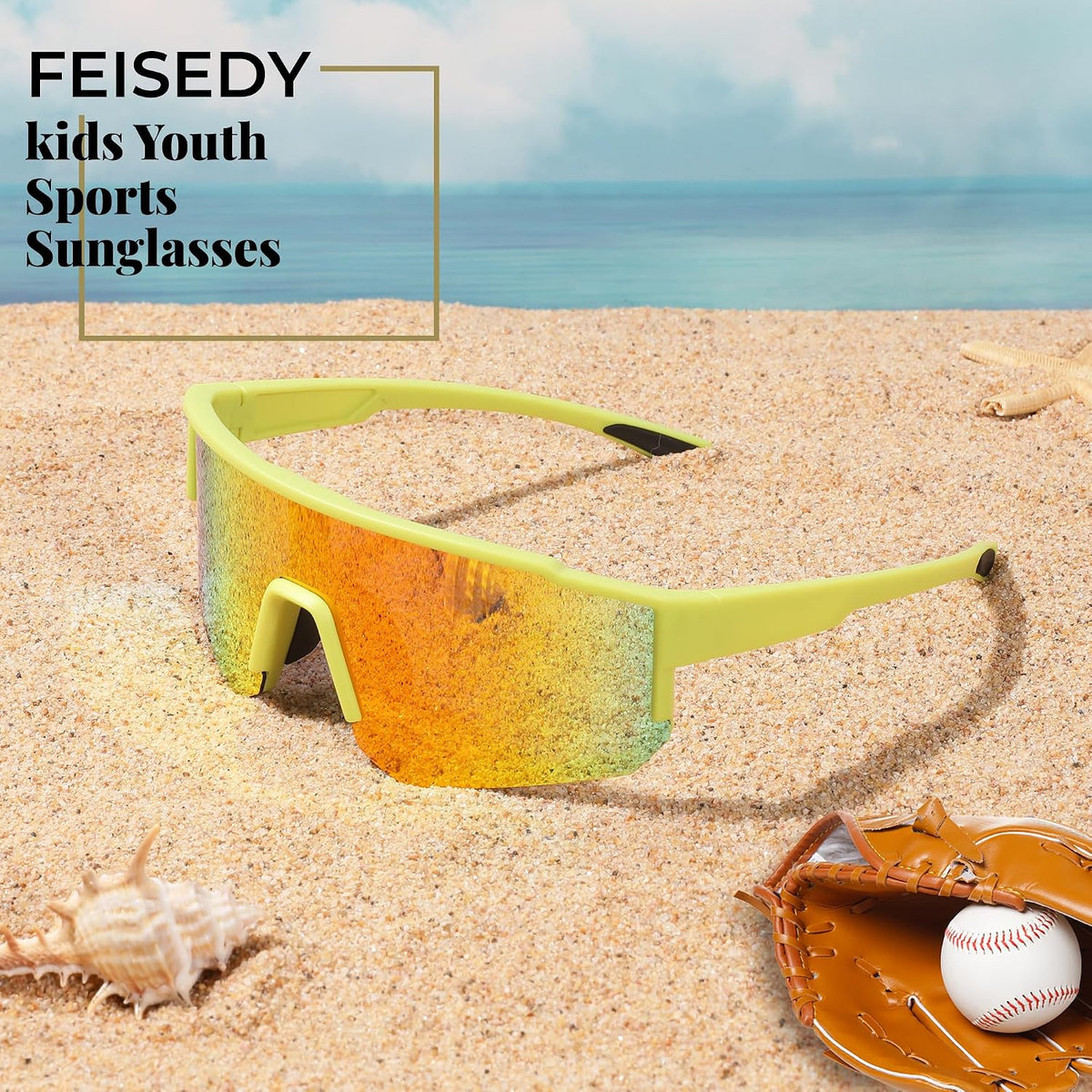 ÉÌƷͼƬ 40 | B0D95W5582 | FEISEDY Kids Sunglasses Youth Baseball Polarized Sunglasses Sports Lightweight TR90 Frame Boys Girls Cycling B0213