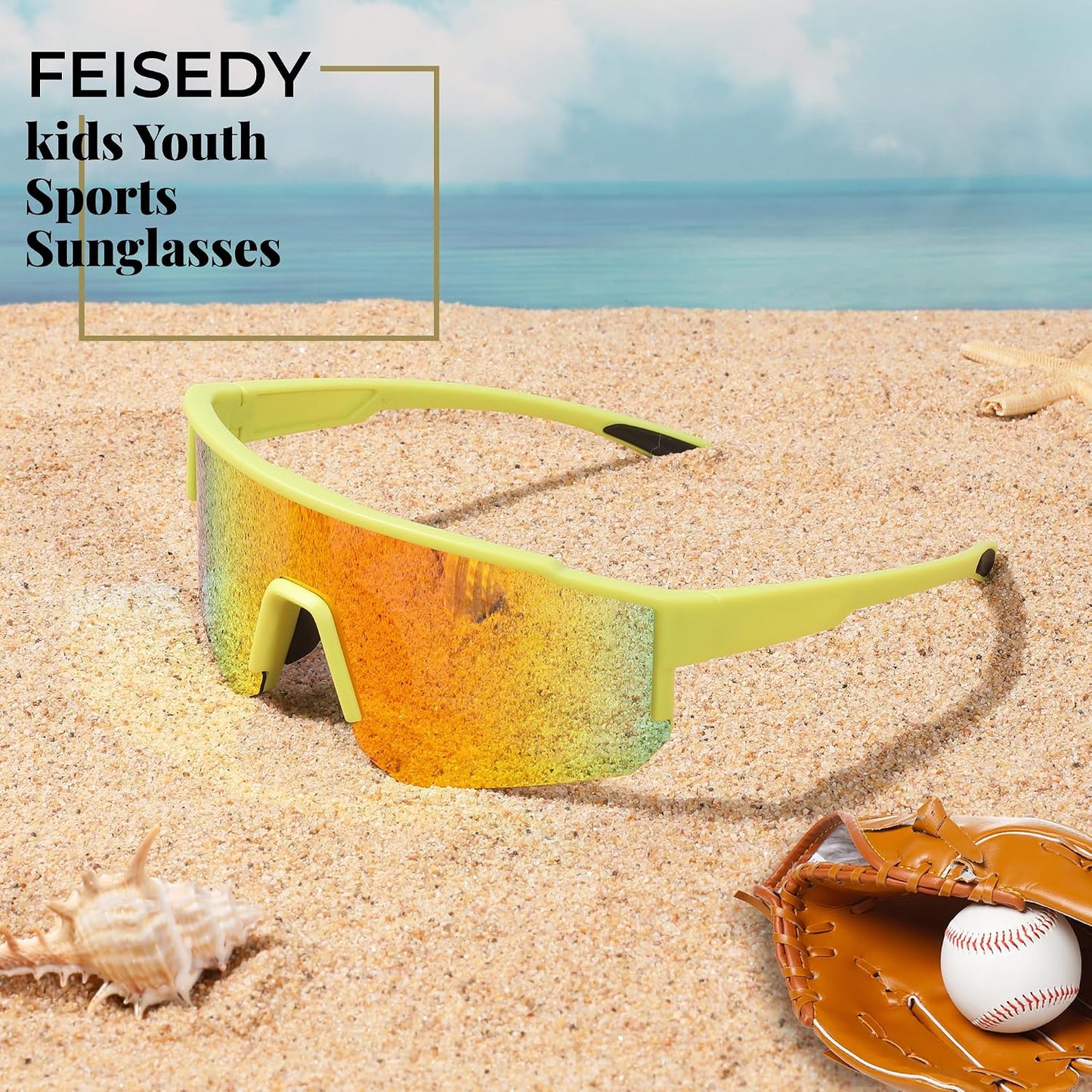 商品图片 40 | B0D95W5582 | FEISEDY Kids Sunglasses Youth Baseball Polarized Sunglasses Sports Lightweight TR90 Frame Boys Girls Cycling B0213