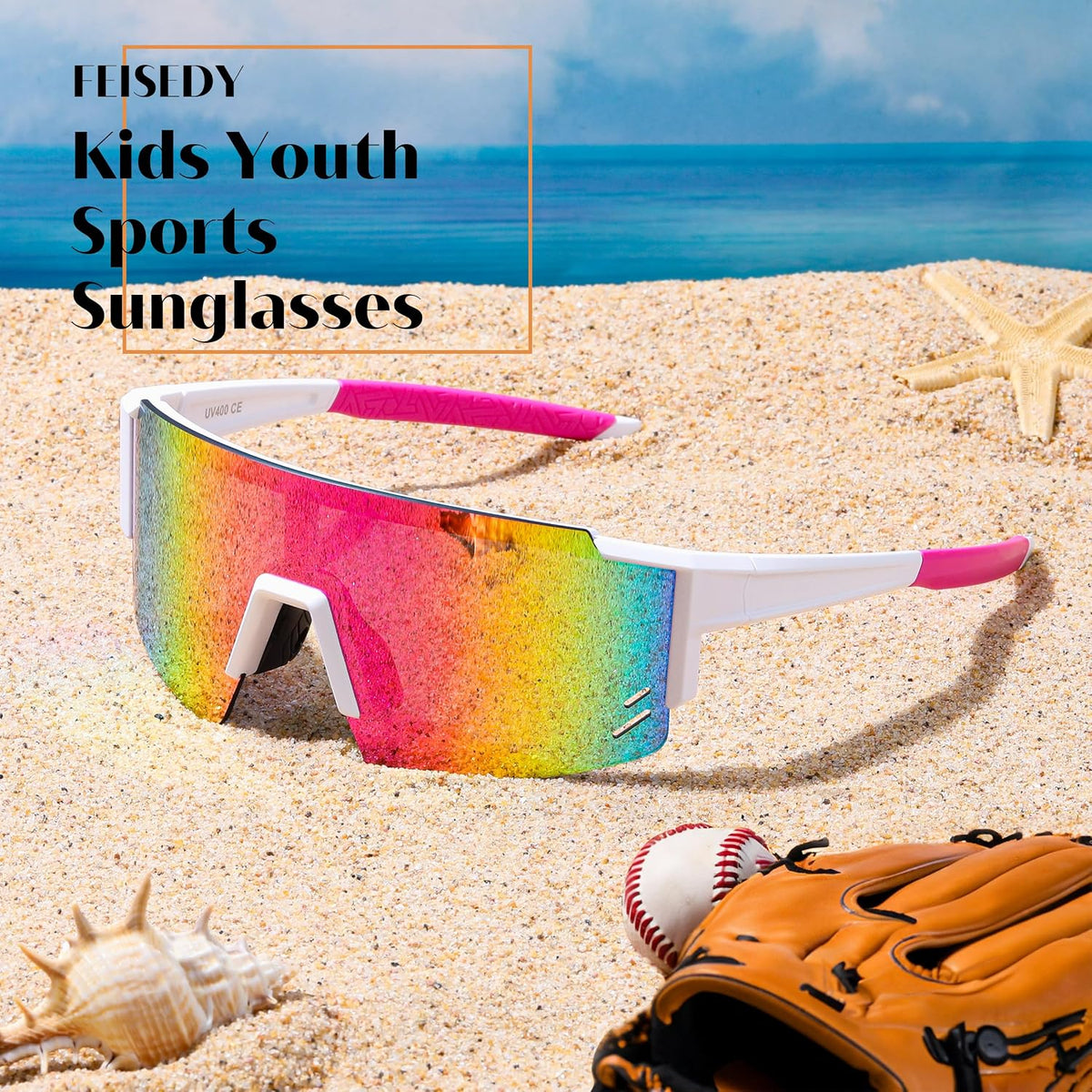ÉÌƷͼƬ 4 | B0CCJ9N8C5 | FEISEDY Kids Sports Sunglasses UV400 for Youth, Ages 8-16 B0048