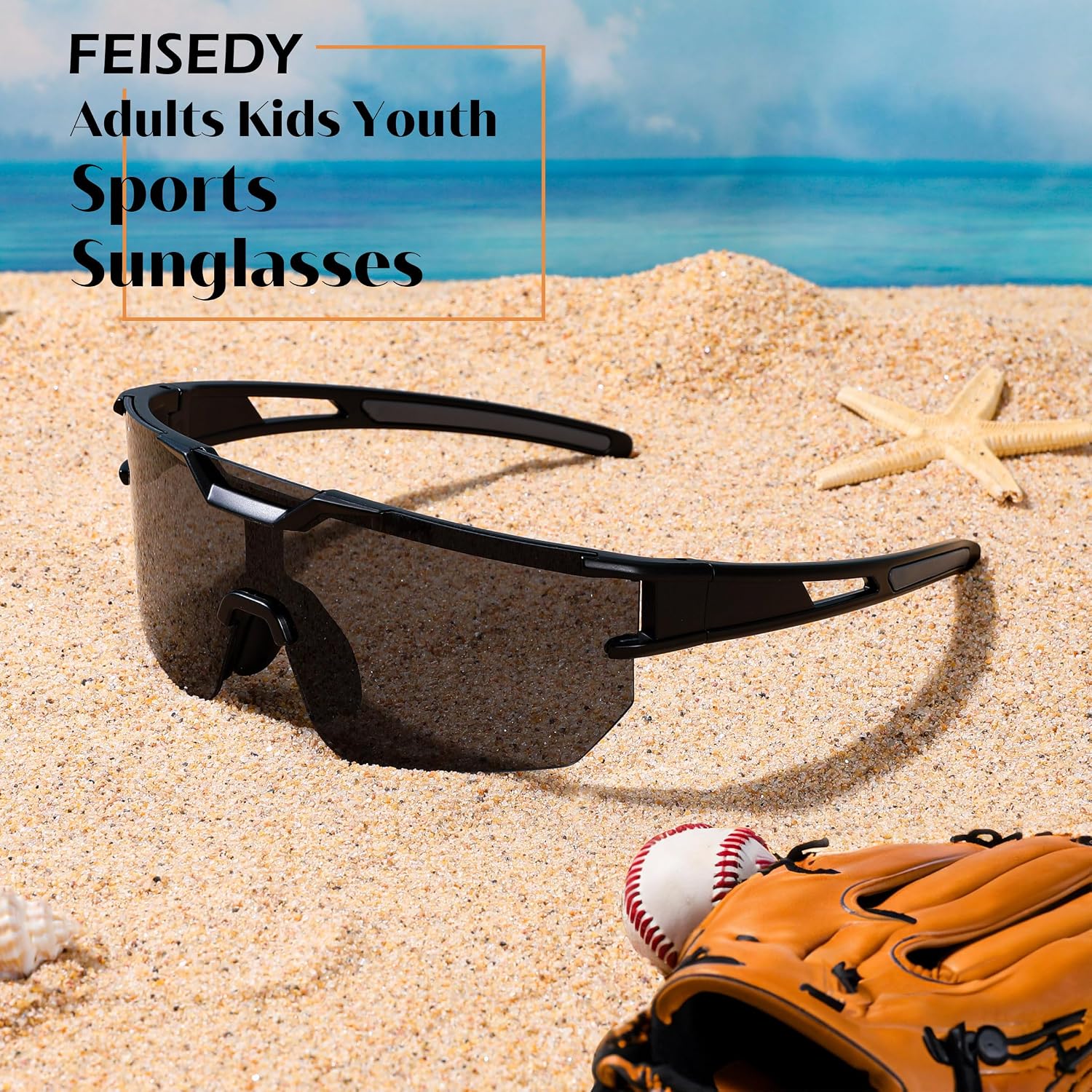 商品图片 14 | B0DBVLTVQD | FEISEDY Kids Sunglasses Youth Baseball Sun Glasses, UV400 Sports Cycling Softball Sunglasses for Adult Boys Girls B0227