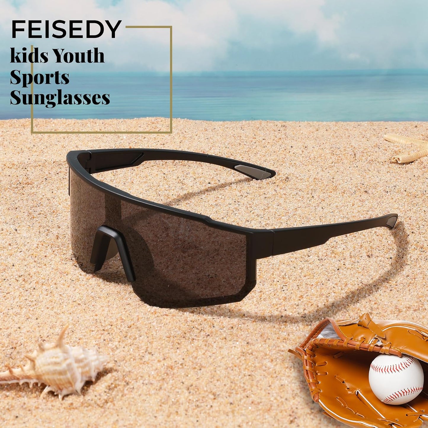 商品图片 33 | B0D95W5582 | FEISEDY Kids Sunglasses Youth Baseball Polarized Sunglasses Sports Lightweight TR90 Frame Boys Girls Cycling B0213
