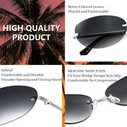 ÉÌƷͼƬ 26 | B0BZPBKFF1 | FEISEDY Trendy Rimless Oval Sunglasses for Women Men Retro 90s Eyewear Frame Y2K Glasses B2393