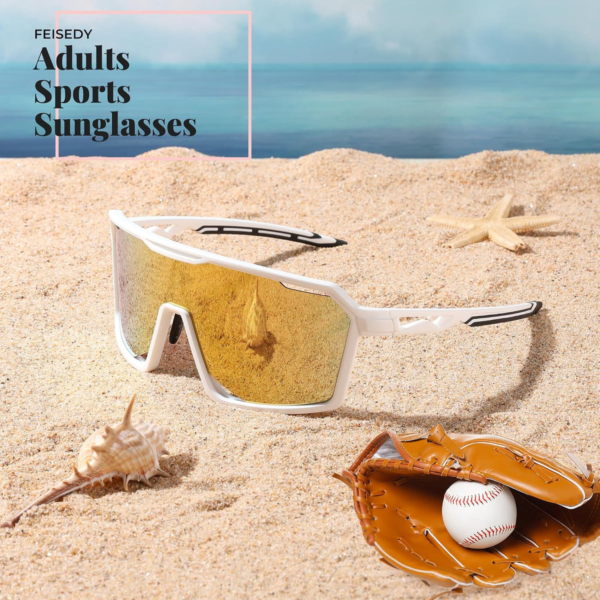 ÉÌƷͼƬ 26 | B0D2XDTT5X | FEISEDY Sports Cycling Sunglasses for Men Women, UV400 Protection Baseball Running Fishing Biking B0168