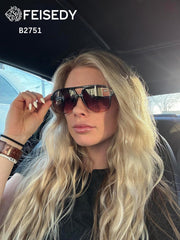 ÉÌƷͼƬ 26 | B0CB543WBD | FEISEDY Vintage Retro 70s Plastic Aviator Sunglasses Women Men Classic Large Squared Frame B2751