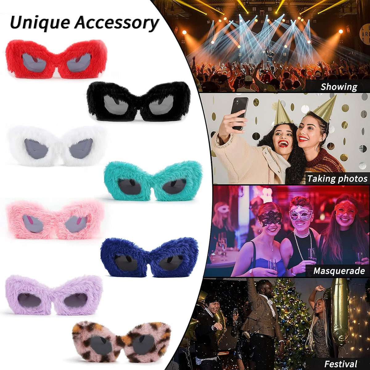 ÉÌƷͼƬ 27 | B09PN9V5N6 | FEISEDY Sunglasses Women Plush Fuzzy Soft Velvet Party Masquerade B2877