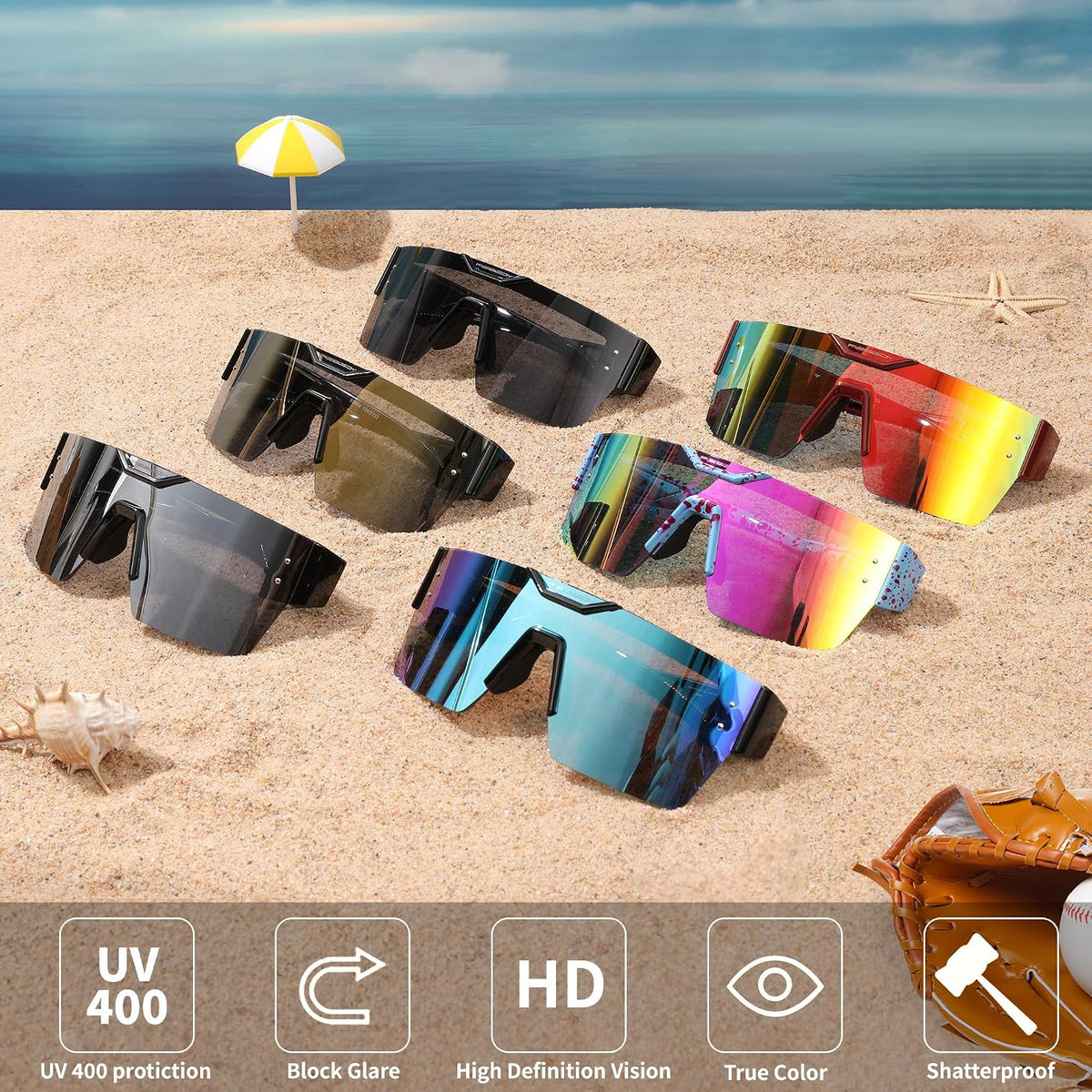 ÉÌƷͼƬ 7 | B0D4Y6RY37 | FEISEDY Sunglasses Men Women, Big Oversized Square Frame,UV400 Mirrored Sun Glasses, Cycling Driving Fishing Hiking B0064