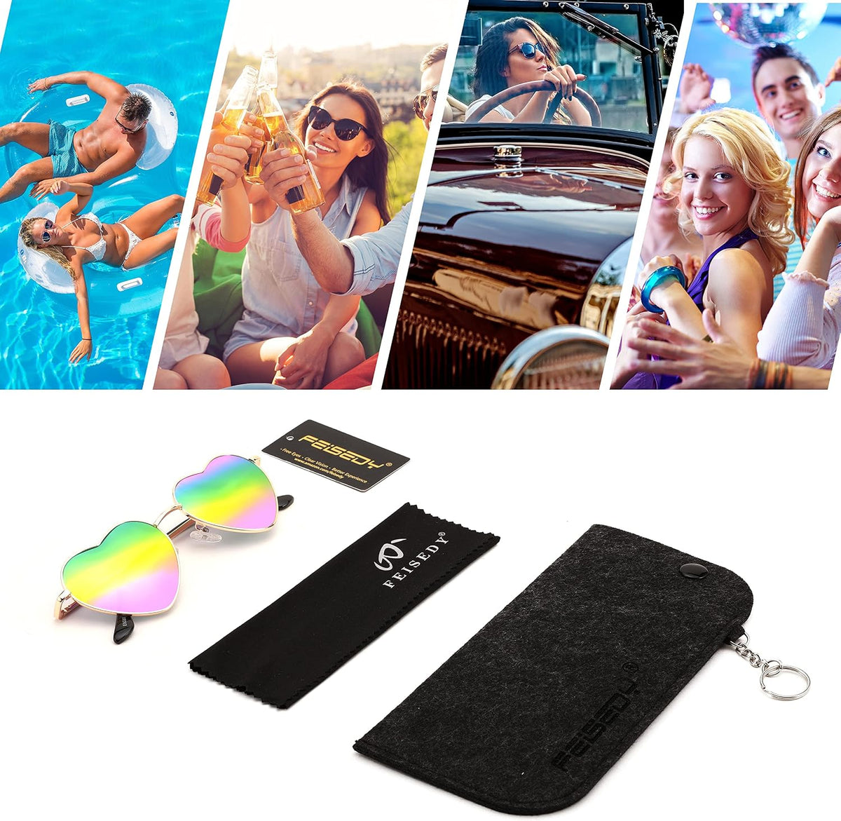 ÉÌƷͼƬ 6 | B0BP6HX1R6 | FEISEDY Polarized Heart Sunglasses Women Men Metal Frame Cute Lovely Glasses UV400 Protection B2375