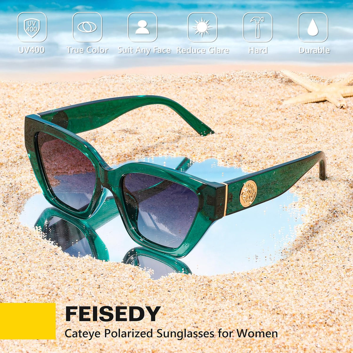 ÉÌƷͼƬ 20 | B0F8N6T6HM | FEISEDY Women's Polarized Cat Eye Sunglasses - UV400 Protection, Trendy Design for Driving & Daily Wear B0299