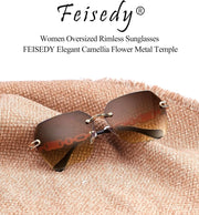 ÉÌƷͼƬ 9 | B083VRLS2Q | FEISEDY Classic Rimless Sunglasses Women Metal Frame Diamond Cutting Lens Sun Glasses B2567
