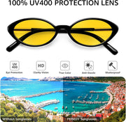 ÉÌƷͼƬ 23 | B0H2VP4ZBG | FEISEDY Oval Cat Eye Sunglasses for Women, 90s Narrow Y2K Shades B0435