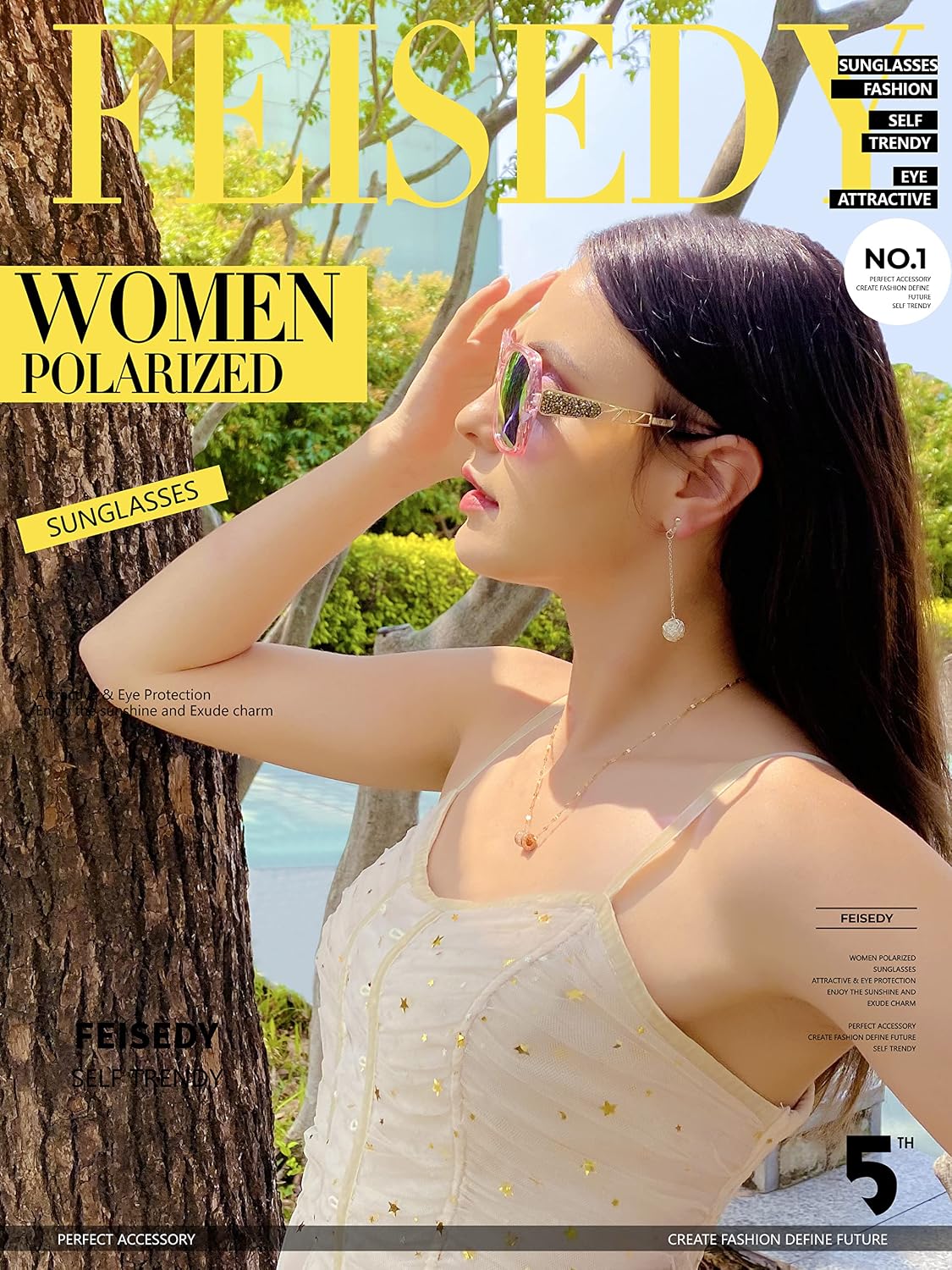 商品图片 88 | B079GT4RXH | FEISEDY Polarized Women Square Sunglasses Sparkling Composite Shiny Frame B2289