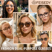 ÉÌƷͼƬ 31 | B0GT2R9GP7 | FEISEDY Photochromic Blue Light Blocking Glasses Fashion Women Men B1238