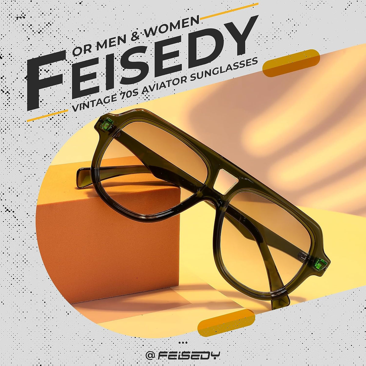 ÉÌƷͼƬ 5 | B0CDGNN3ZN | FEISEDY Vintage 70s Aviator Sunglasses Men Women Classic Retro Trendy Large Frame UV400 Sun Glasses B0030