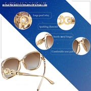 ÉÌƷͼƬ 37 | B0BJ71VZCB | FEISEDY Women's Fashion Sunglasses, Oversized Square Frame with Pearl Sparkling, Polarized UV Protection B2821