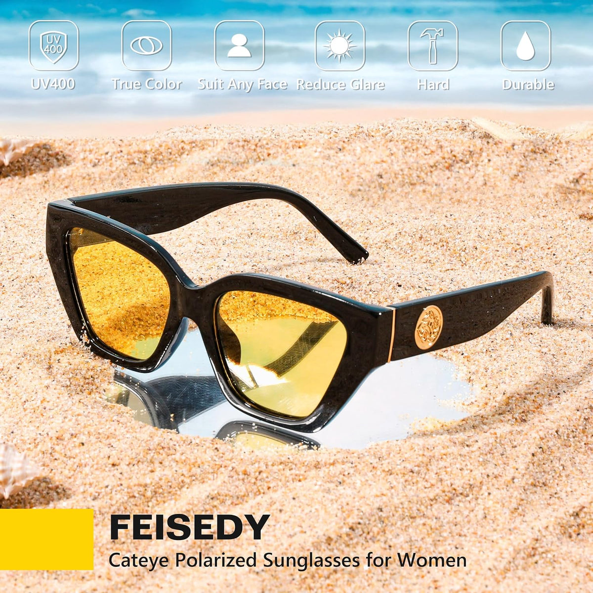 ÉÌƷͼƬ 27 | B0F8N6T6HM | FEISEDY Women's Polarized Cat Eye Sunglasses - UV400 Protection, Trendy Design for Driving & Daily Wear B0299