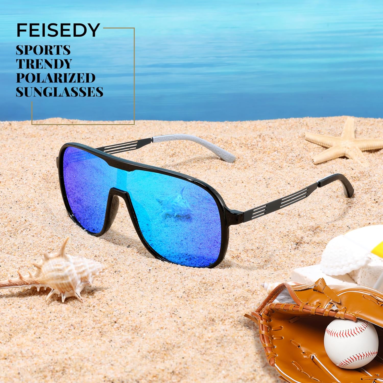 商品图片 7 | B0DSV55WLM | FEISEDY Polarized Sunglasses Men Women Mirrored One Piece Lens B0277