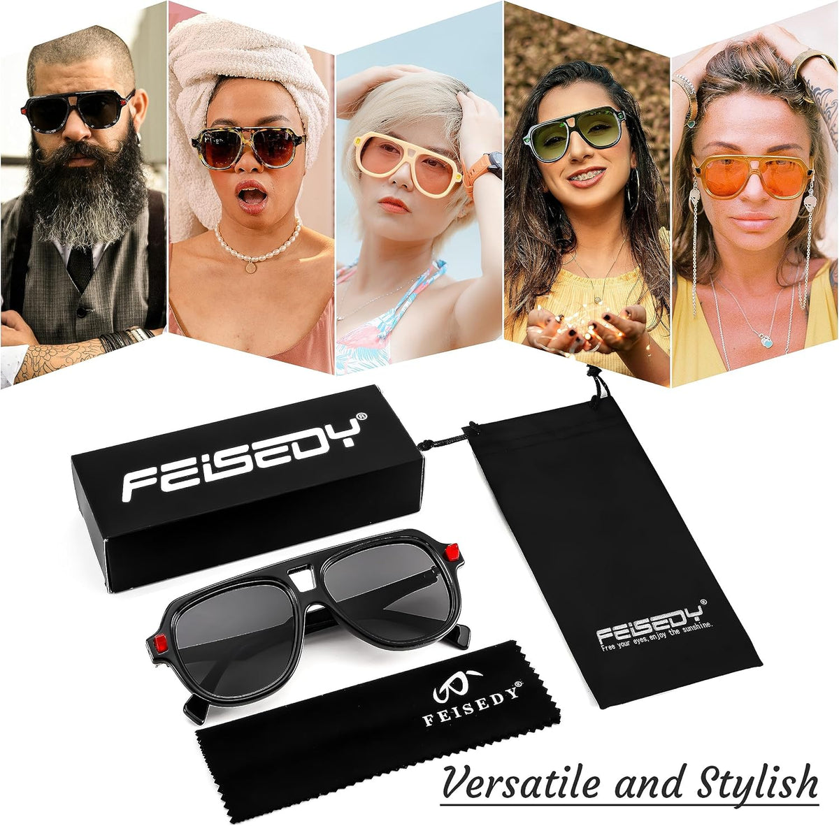 ÉÌƷͼƬ 36 | B0CDGNN3ZN | FEISEDY Vintage 70s Aviator Sunglasses Men Women Classic Retro Trendy Large Frame UV400 Sun Glasses B0030