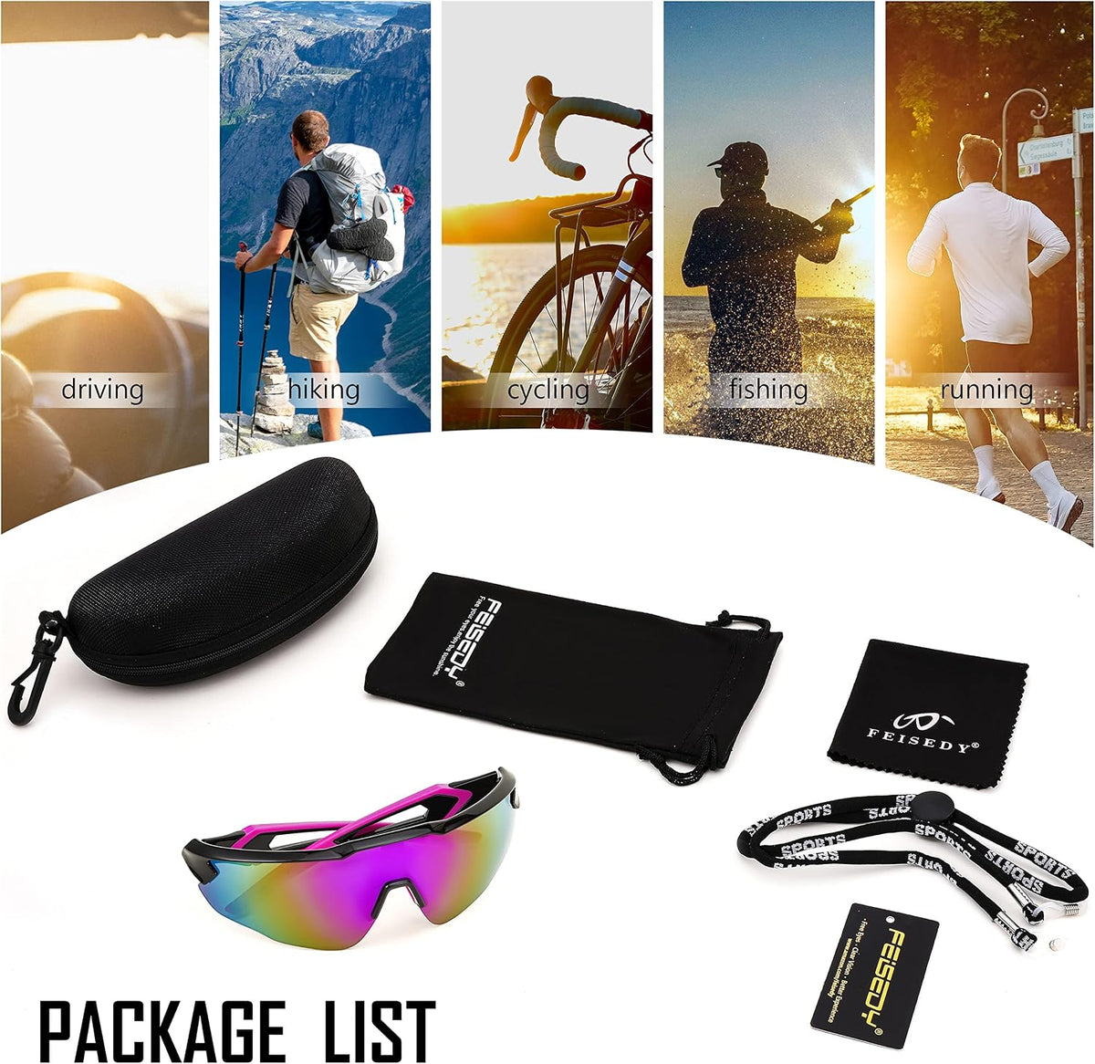 ÉÌƷͼƬ 21 | B0C3VXWRTK | FEISEDY Youth Sport Polarized Sunglasses for 8-16 Cycling Running Driving Baseball Goggles Glasses B0011