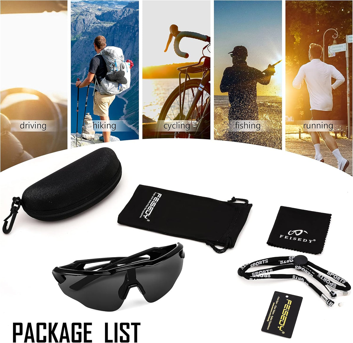ÉÌƷͼƬ 7 | B0C3VXWRTK | FEISEDY Youth Sport Polarized Sunglasses for 8-16 Cycling Running Driving Baseball Goggles Glasses B0011