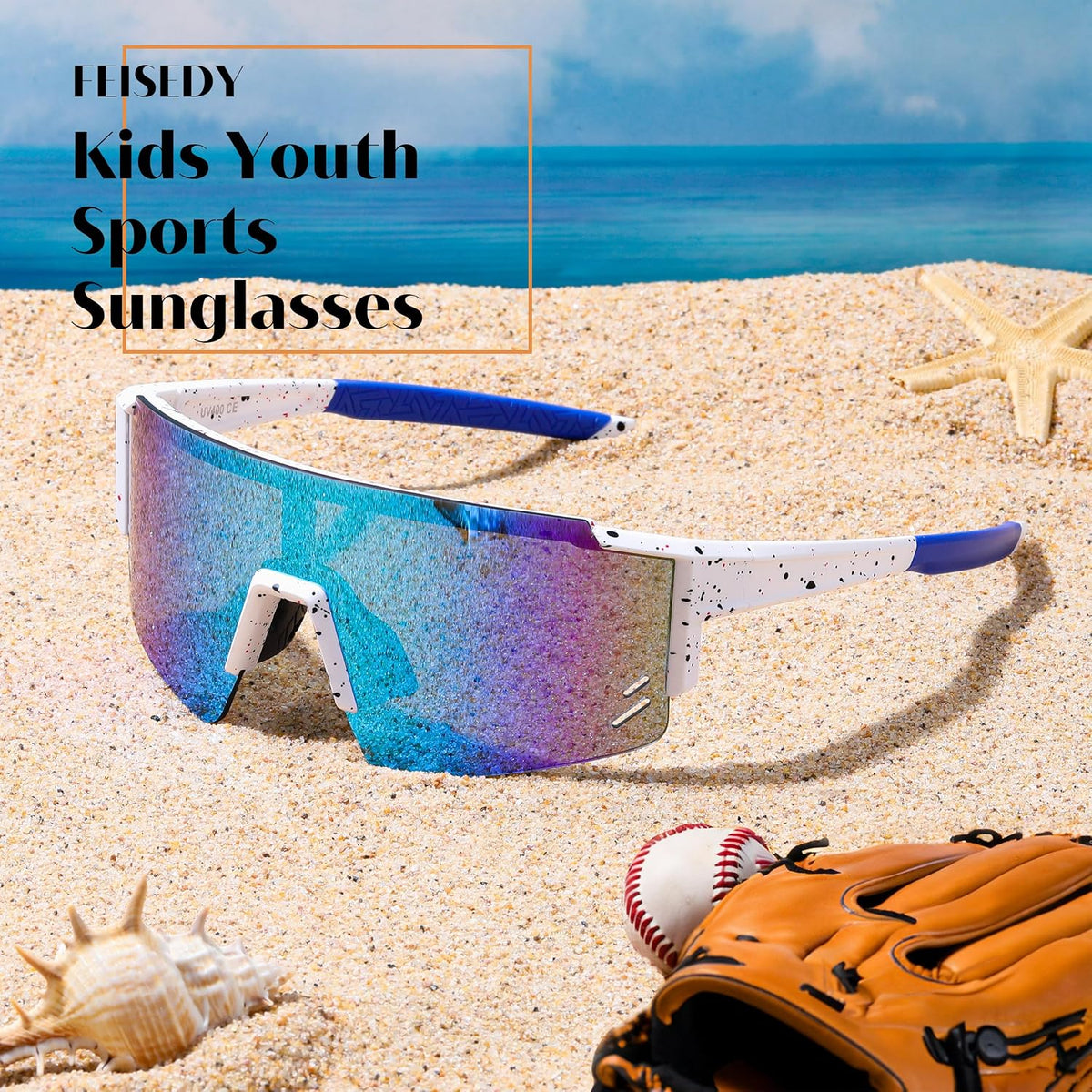 ÉÌƷͼƬ 12 | B0CCJ9N8C5 | FEISEDY Kids Sports Sunglasses UV400 for Youth, Ages 8-16 B0048