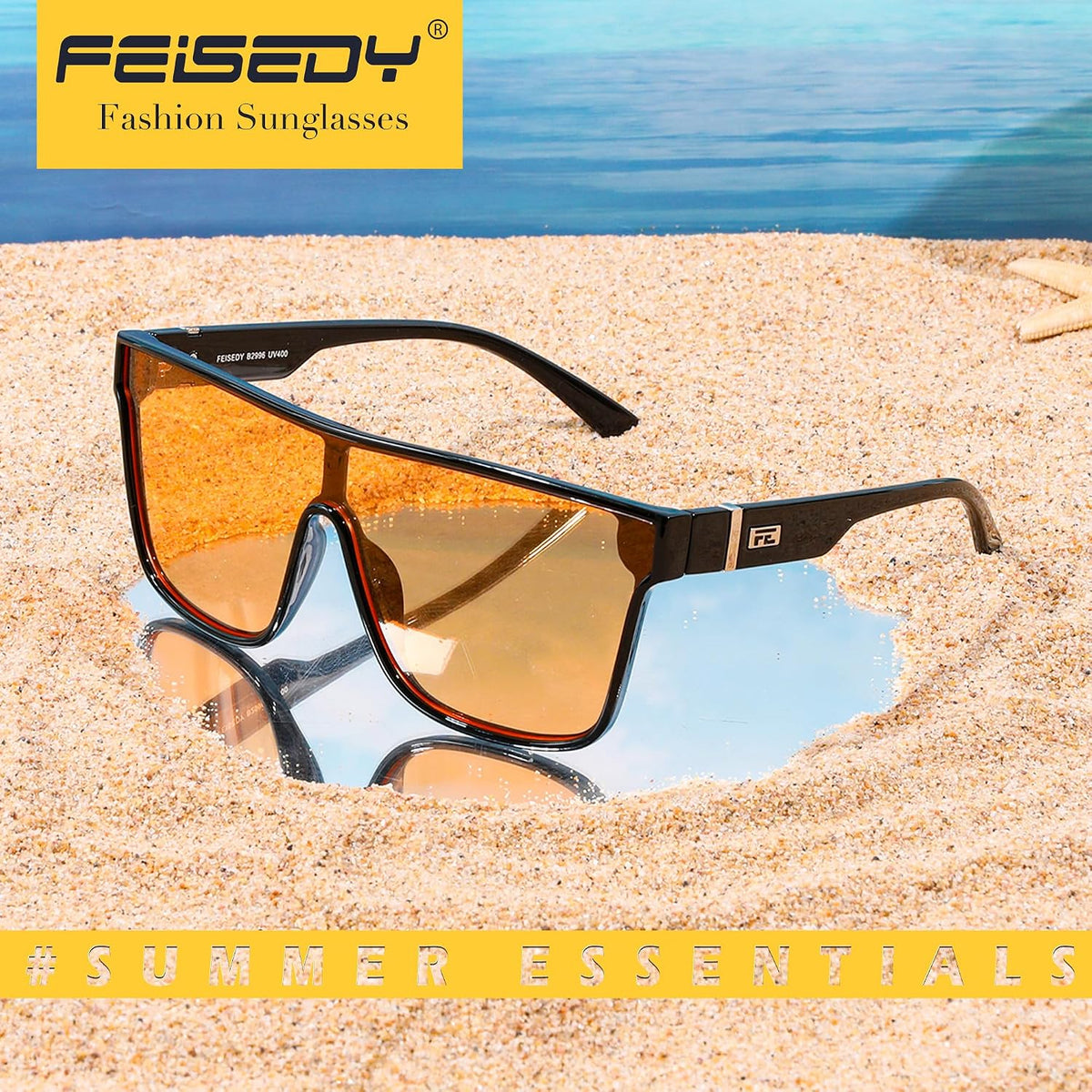 ÉÌƷͼƬ 21 | B0B2836HD6 | FEISEDY Sunglasses for Women Men, Fashion Mirrored Single Lens Shades