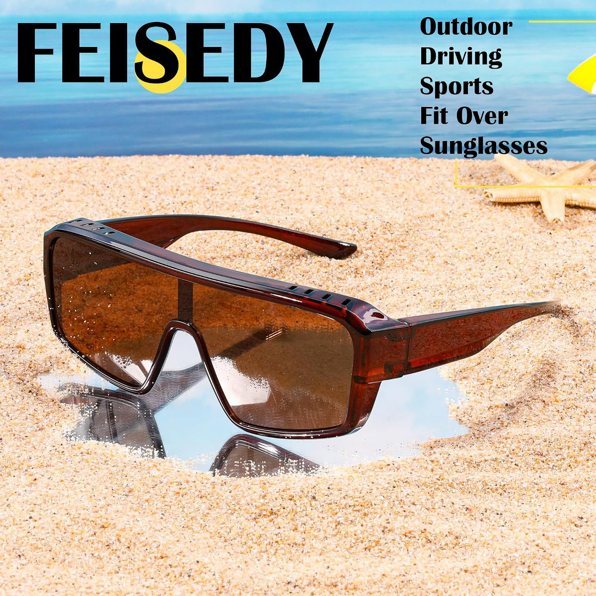 ÉÌƷͼƬ 4 | B0FWBV3SMZ | FEISEDY Oversized Square Fit Over Glasses Sunglasses for Men Women B0332