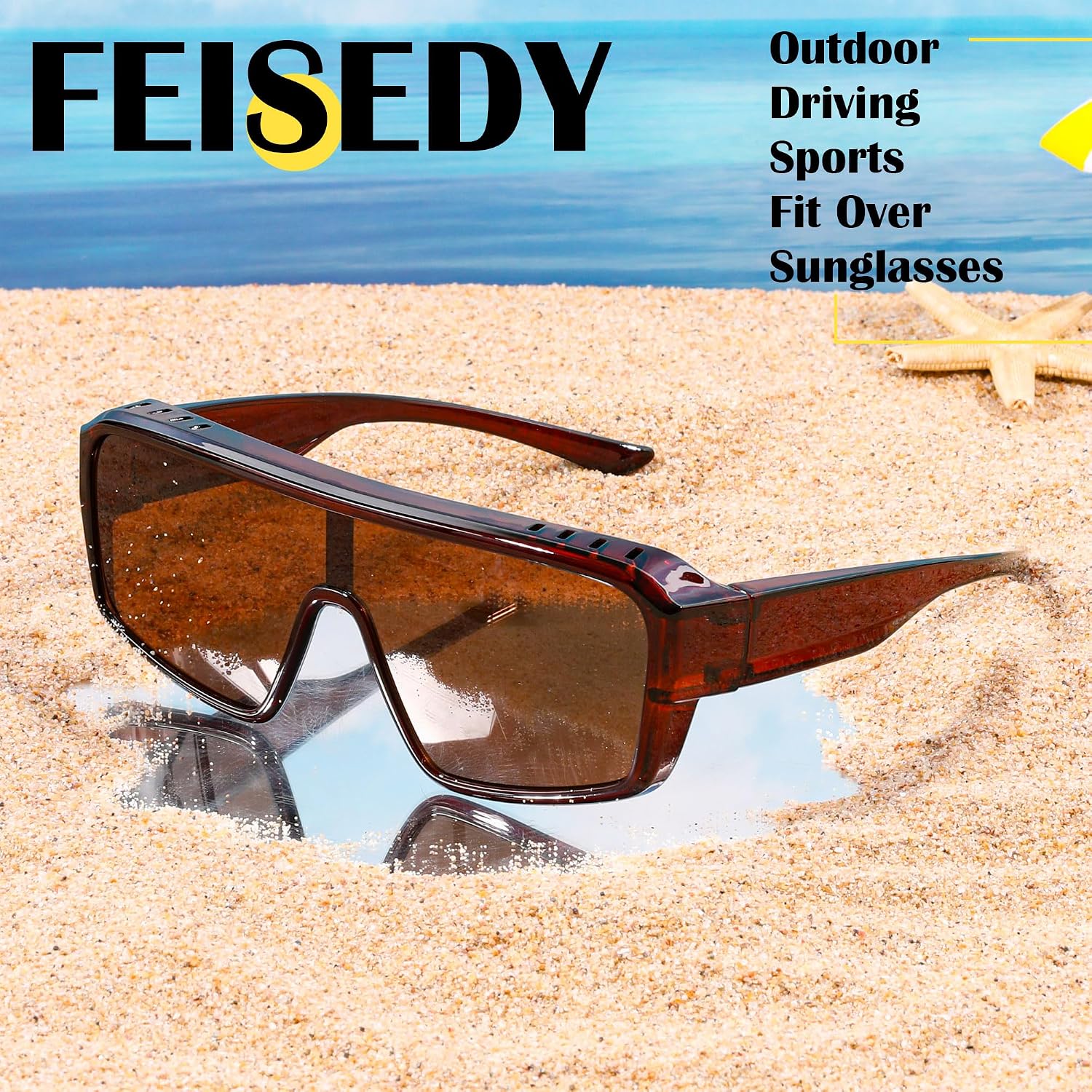 商品图片 4 | B0FWBV3SMZ | FEISEDY Oversized Square Fit Over Glasses Sunglasses for Men Women B0332