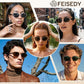 FEISEDY Sunglasses Men Women UV400 Protection Retro Trendy Classic Oval Small Metal Frame B0402