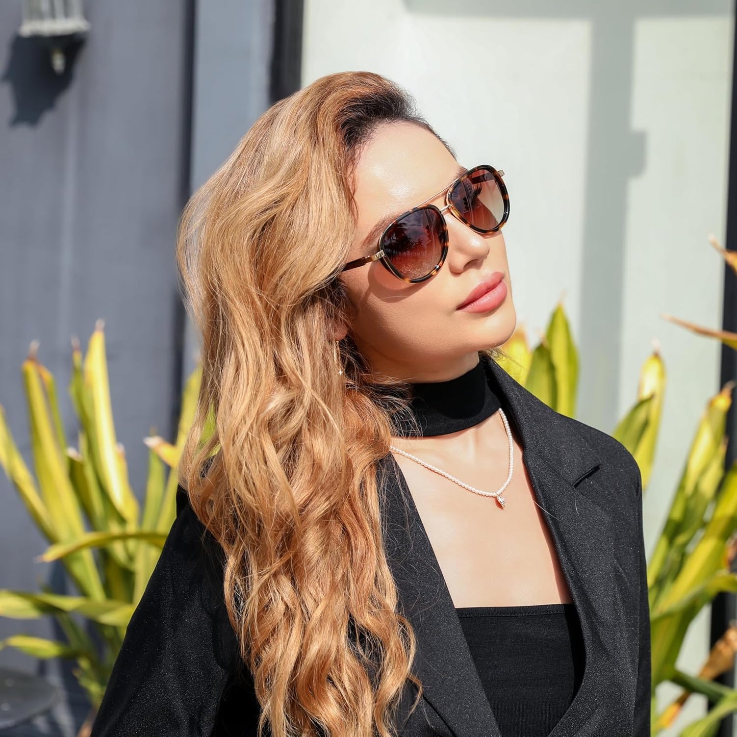 商品图片 39 | B0FPQ6L6K1 | FEISEDY Retro Polarized Aviator Sunglasses for Women Men B0259