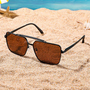 ÉÌƷͼƬ 13 | B0CP21BC1C | FEISEDY Trendy Polarized Aviator Sunglasses Womens Mens Retro Square Double Bridge Metal 90s Shades B0098