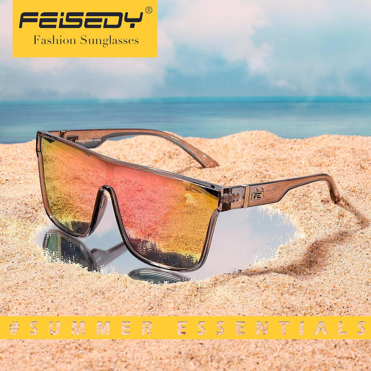 ÉÌƷͼƬ 15 | B0B2836HD6 | FEISEDY Sunglasses for Women Men, Fashion Mirrored Single Lens Shades