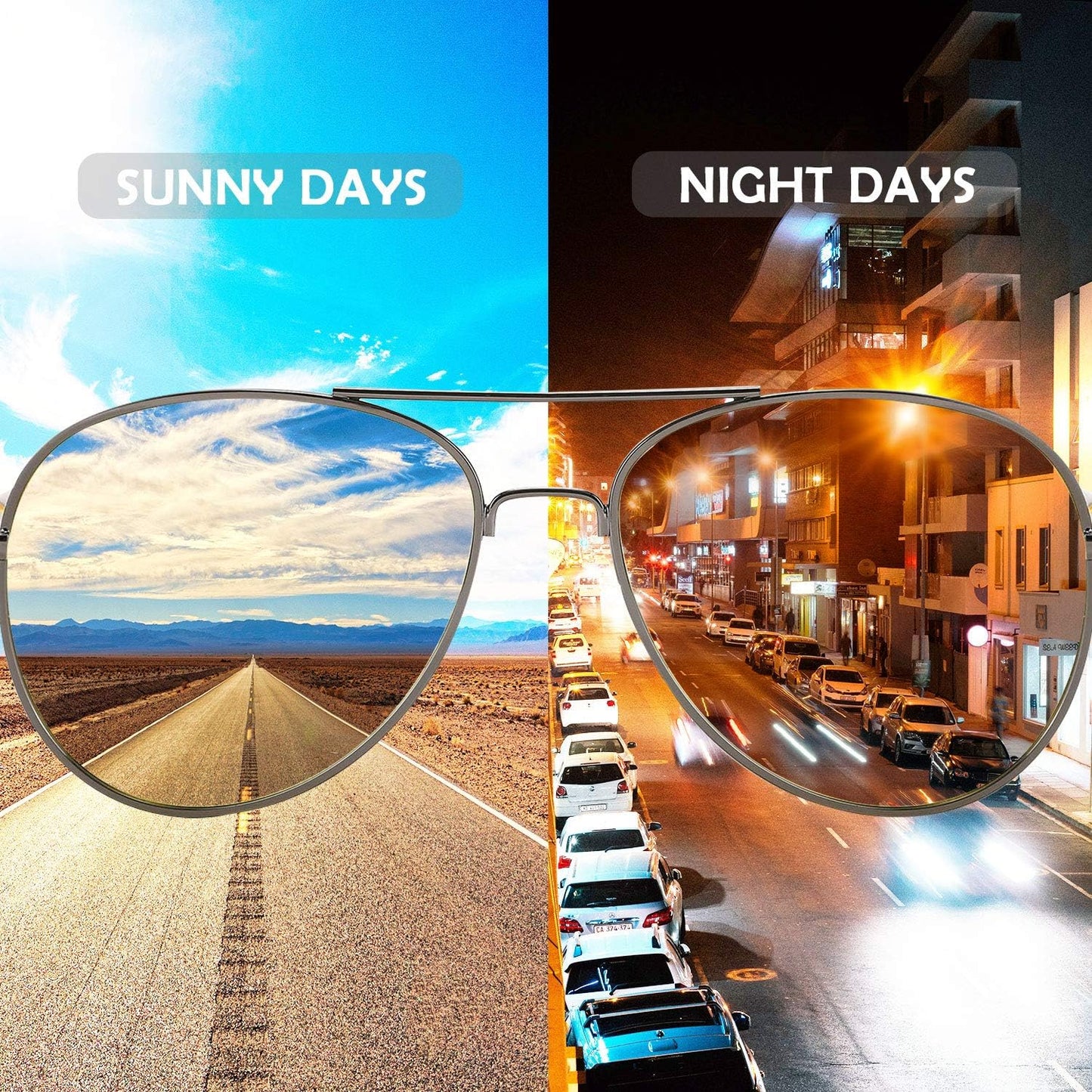 商品图片 7 | B08GCRH9HB | FEISEDY Aviator Polarized Night Driving Sunglasses Anti Glare Yellow Lens B2668