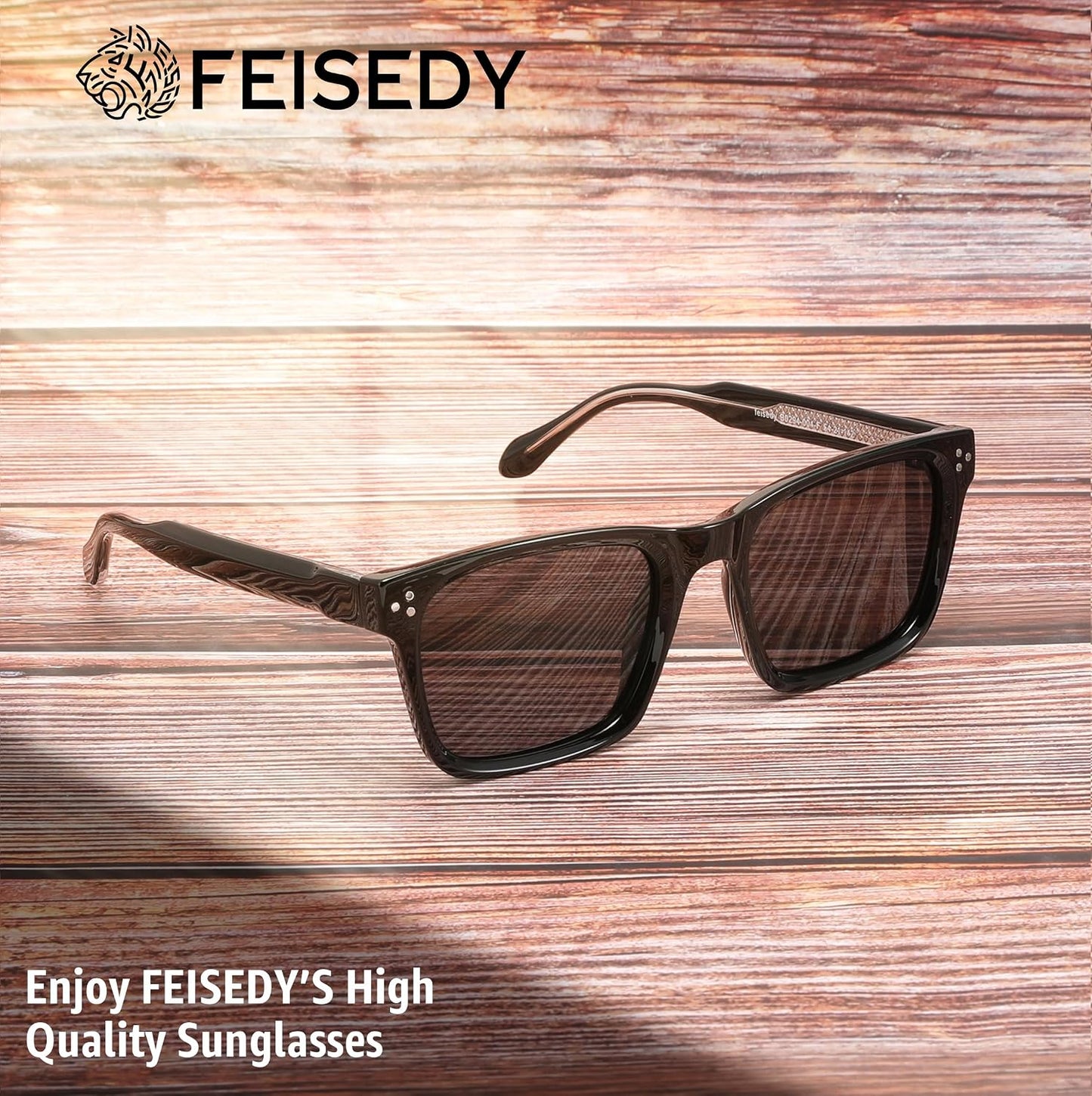 商品图片 27 | B0FHD6DJB5 | FEISEDY Trendy Square Polarized Sunglasses For Men Women Thick Frame B0294