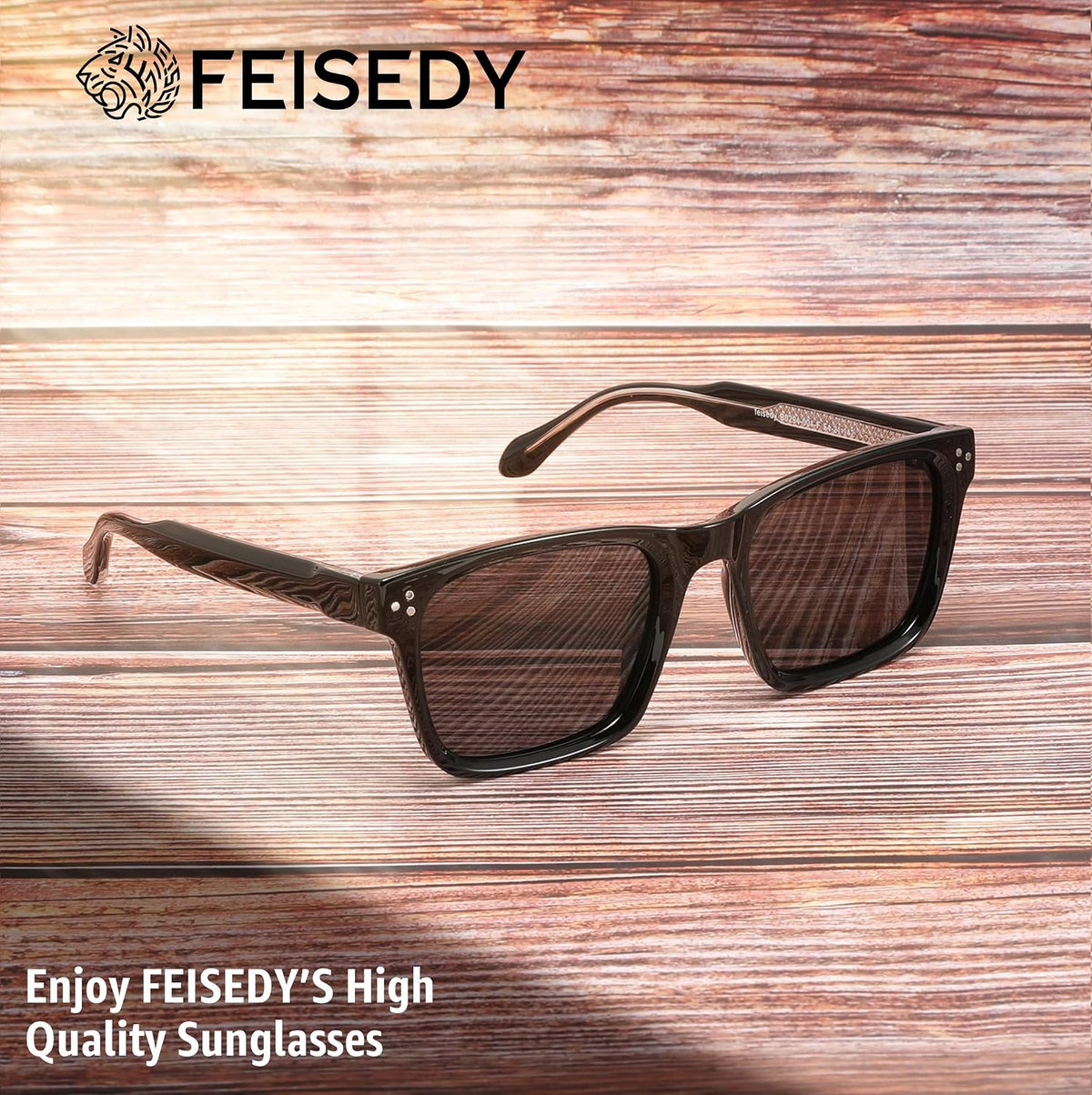 ÉÌƷͼƬ 27 | B0FHD6DJB5 | FEISEDY Trendy Square Polarized Sunglasses For Men Women Thick Frame B0294