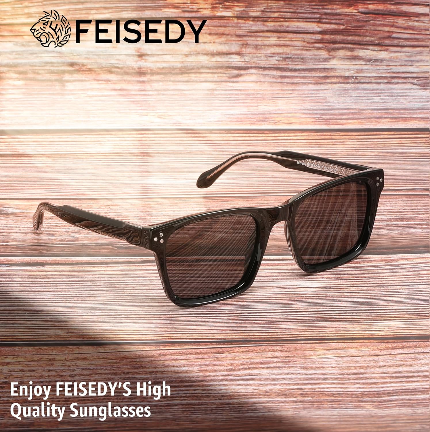 商品图片 27 | B0FHD6DJB5 | FEISEDY Trendy Square Polarized Sunglasses For Men Women Thick Frame B0294