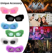ÉÌƷͼƬ 15 | B09PN9V5N6 | FEISEDY Sunglasses Women Plush Fuzzy Soft Velvet Party Masquerade B2877