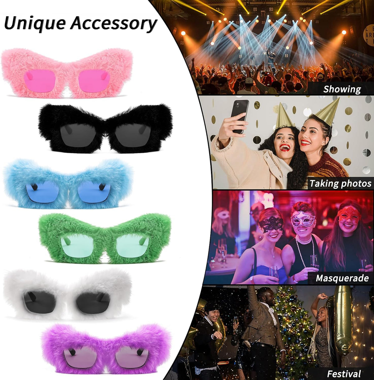 ÉÌƷͼƬ 15 | B09PN9V5N6 | FEISEDY Sunglasses Women Plush Fuzzy Soft Velvet Party Masquerade B2877