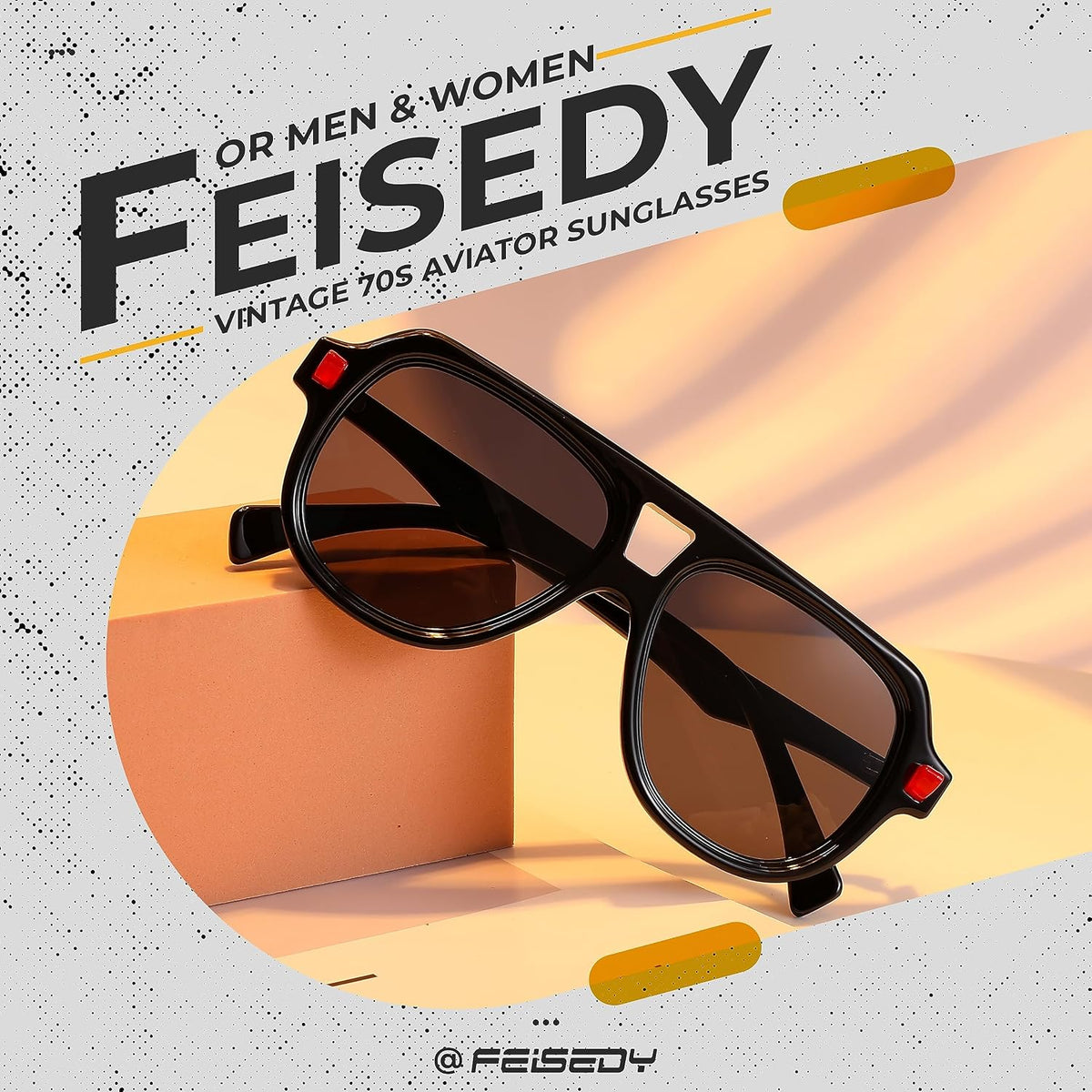 ÉÌƷͼƬ 35 | B0CDGNN3ZN | FEISEDY Vintage 70s Aviator Sunglasses Men Women Classic Retro Trendy Large Frame UV400 Sun Glasses B0030
