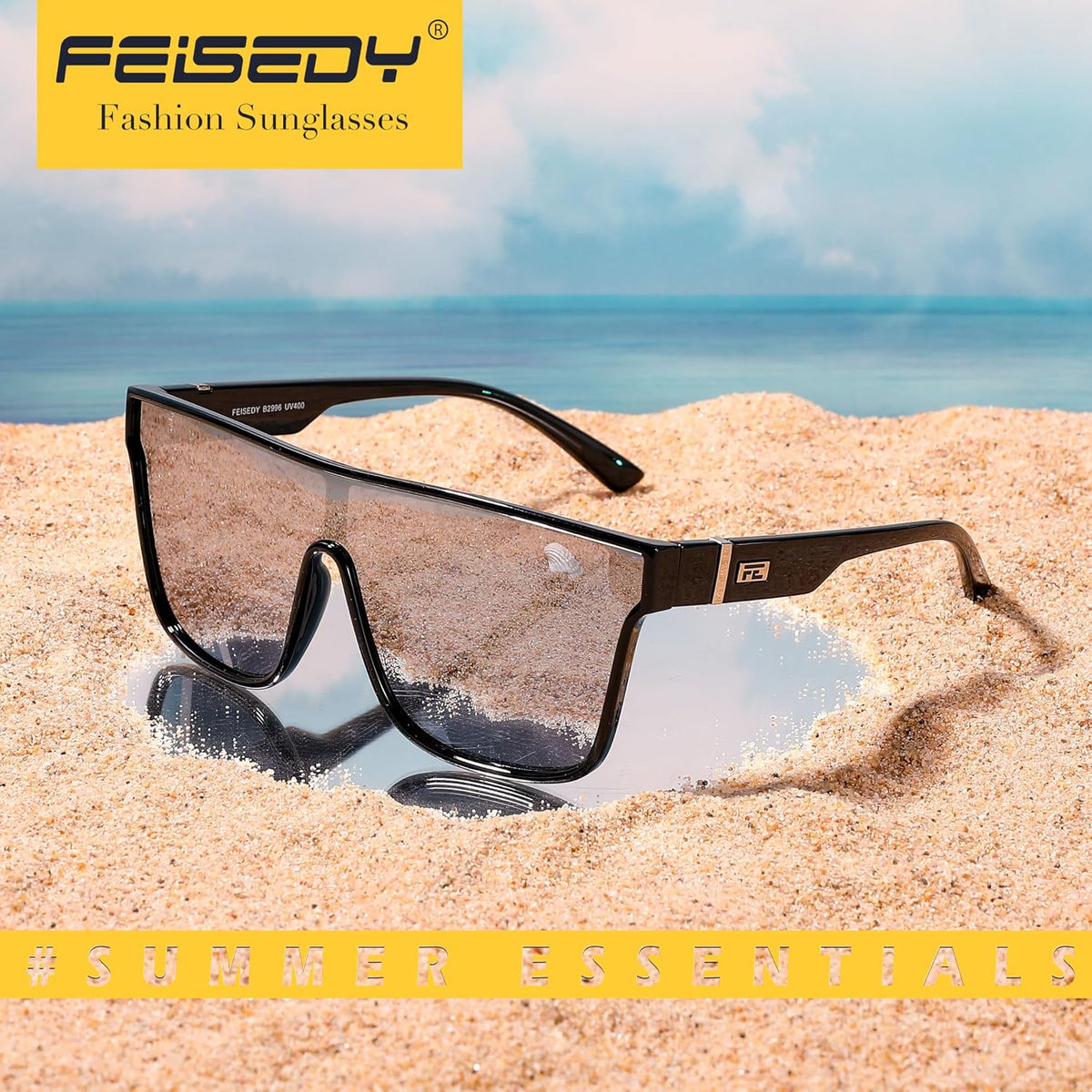 ÉÌƷͼƬ 82 | B0B2836HD6 | FEISEDY Sunglasses for Women Men, Fashion Mirrored Single Lens Shades