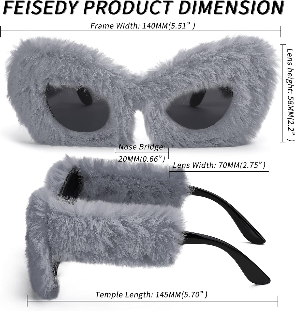 ÉÌƷͼƬ 129 | B09PN9V5N6 | FEISEDY Sunglasses Women Plush Fuzzy Soft Velvet Party Masquerade B2877