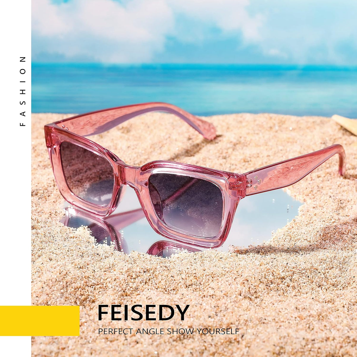 ÉÌƷͼƬ 52 | B07MNGNLNT | FEISEDY Classic Women Sunglasses Fashion Thick Square Sun Glasses B2471